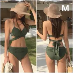 新品未使用レディースビキニ　水着　グリーン　Mサイズ
