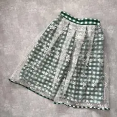 【新品タグ付】toccoclosetスカートMチュールレースチェックフレアトッコ