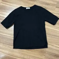 BEAUTY&YOUTH クルーネック 半袖ニット ブラックF サイズ