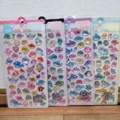 ぷくぷくシール4枚セット　海の生き物シール　3D立体シール４枚