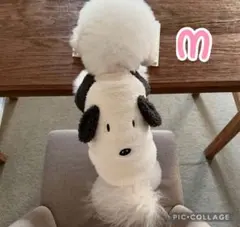 犬服M フリースベスト　耳つきふわふわ服　防寒　冬服　着る毛布　かいまき