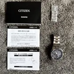 【ジャンク品】CITIZEN クロノグラフ ブラック腕時計　AT8040-57E