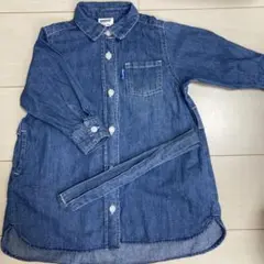⑤最終お値下げ！！ブリーズ/ベルト付きデニムワンピース/９０センチ