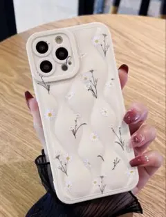 花柄 iPhone14Proケース クリーム色