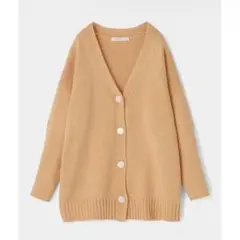 マウジー moussy☆ニットカーディガン　ライトオレンジ　シェル調　ボタン