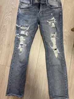ダメージ加工 スリムフィット デニムジーンズ
