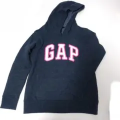 GAP パーカー ブラック ピンクロゴ　裏起毛　お腹ポケット付き