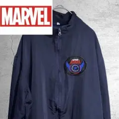 MARVEL キャプテンアメリカ ロゴ ナイロンジャケット ブルゾン ネイビー