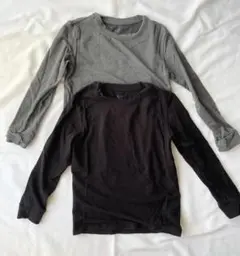 極暖ヒートテックコットンクルーネックTシャツ 130 2枚　黒　グレー