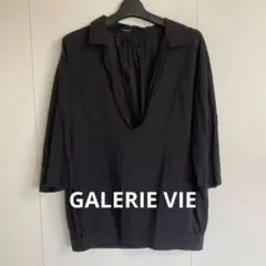 GALERIE VIE 五分袖 プルオーバー ブラック綿シルクギャルリーヴィー