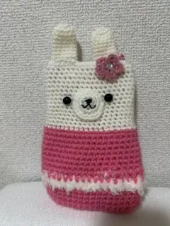 ハンドメイドかぎ針編みうさぎさんスマホポーチ♡