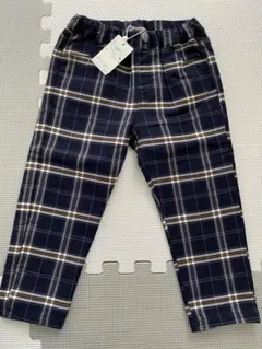 チェック裏起毛ストレートパンツ　100