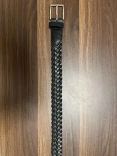 【美品】ラコステ ベルト メンズ ブラック 編み込みレザー