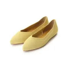 シューラルー 洗えて サラサラ ニット パンプス イエロー M 23.5