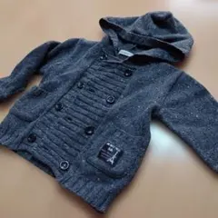 【お値下げ中】BeBe　90cm　べべ　グレー フードカーディガン　アウター