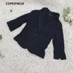 エスプリミュール　テーラードジャケット 七分袖　綿混　卒業式　入学式　11 黒