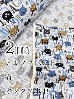 2m 日本製 猫 アルファベット オックス生地