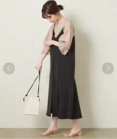 natural couture 前後2WAYちび釦キャミワンピース