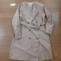 【GLOBAL WORK】ベージュ ダブルブレスト ロングコート　トレンチコート