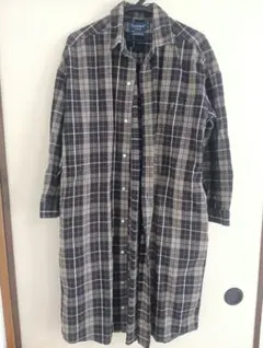 Gymphlex チェック柄長袖シャツワンピース L(14)