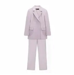 新品ZARA セットアップ ラベンダー ジャケット+パンツスーツ ザラ
