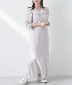 earth music&ecology 袖ドロストフラワーワンピース