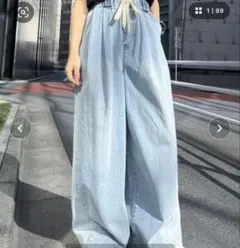 2タックワイドデニムイージーパンツ　デニム　最終値下げ