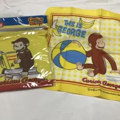 おさるのジョージ　巾着　ハンカチ　2点セット