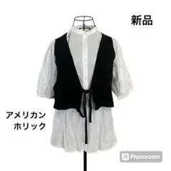 アメリカンホリック　シャツチェック　ニットベスト　M