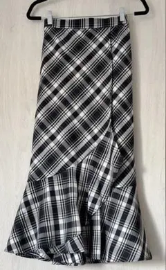 グレイル　アシンメトリーチェック柄ラップ風マーメイドスカート