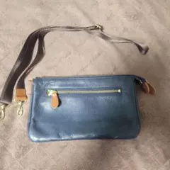 ネイビー レザー ショルダーバッグ