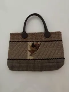 ブラウン系キルティングトートバッグ