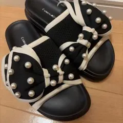 DIANA ダイアナ ビジューがきらり☆大ぶりリボンニットサンダル M