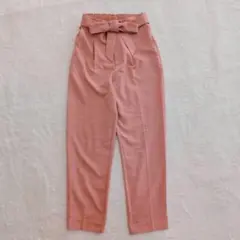 VIS ヴィス　タック　テーパード　パンツ　M リボン　ベルト付き　ウエストゴム