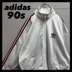 白×赤　old adidas 90s トラックジャケット　ジャージのサムネイル