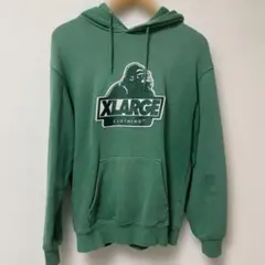 XLARGE グリーン フード付きパーカー