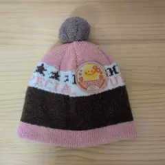 BeBe べべ ニット帽 ベビー ポンポン付き ピンク ブラウン