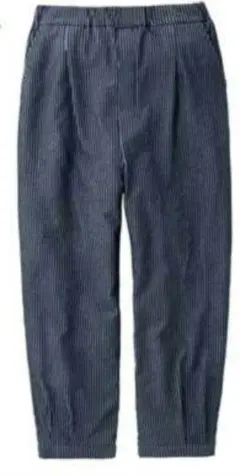 【新品】❀楽ちんストレッチイージーパンツ　L　ネイビー系ストライプ❀
