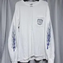 USA 90s ハーレーダビッドソン　ロンT　白× 青フレイム　長袖