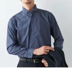 ORIHICA ウィングカラーシャツ　デニム風　Mサイズ