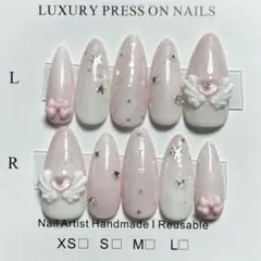 【ネイルチップ】　平成女児　ウイッシュコア　ピンク　星　リボン　羽