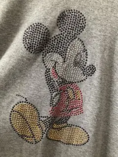ミッキー　ラインストーンカットソー　ロンT グレー　フランスタグ イギリス購入