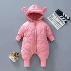 【ベビージャンプスーツ】90サイズ 赤ちゃん用裏起毛防寒着 534 B01