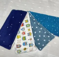 4枚セット ハンカチ 車両柄 星柄 ドット柄（裏面にマジックのスレ汚れあり）