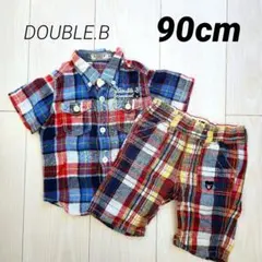 DOUBLE.B Miki House チェックシャツ＆パンツセット 90cm