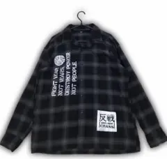 CRASS ステンシルアート　オンブレチェックネルシャツ　アナキストシャツ