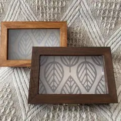 リメイク雑貨 アンティーク風木製小物収納ボックス クリア窓付き　2箱