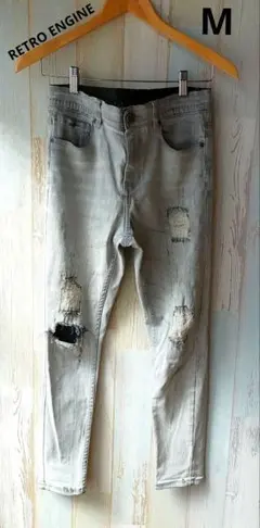 最終価格❗RETRO ENGINE ダメージ加工 スキニーデニム M
