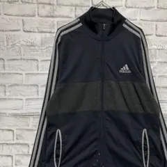 アディダス ジャージ　トラックジャケット　ブラックXL ロゴ刺繍821