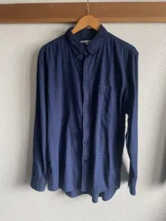 UNIQLO ネイビー チェック 長袖シャツ XL